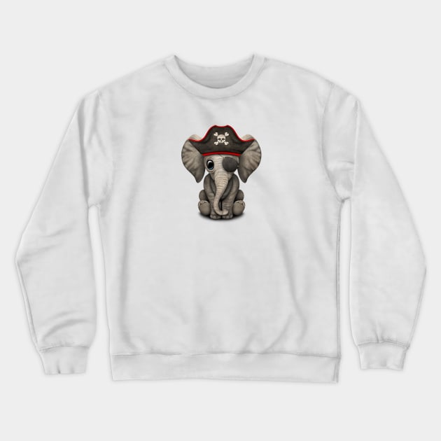 Cute Baby Elephant Pirate Crewneck Sweatshirt by jeffbartels